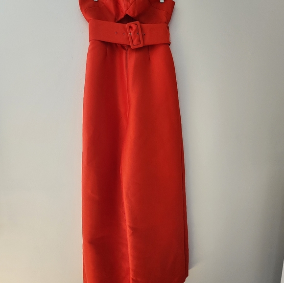 Asos Red Belted Strapless Jumpsuit. - Picture 14 of 14